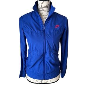 Vintage Nike Track Jacket Blue White Stipe on Sleeve Sz XS